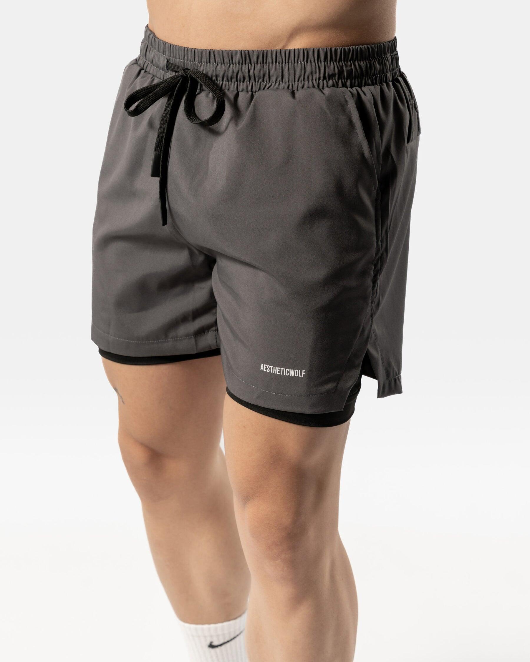 Short 2 en 1 pour hommes - Fitness Cardio ou Running - Gris carbone 6/6