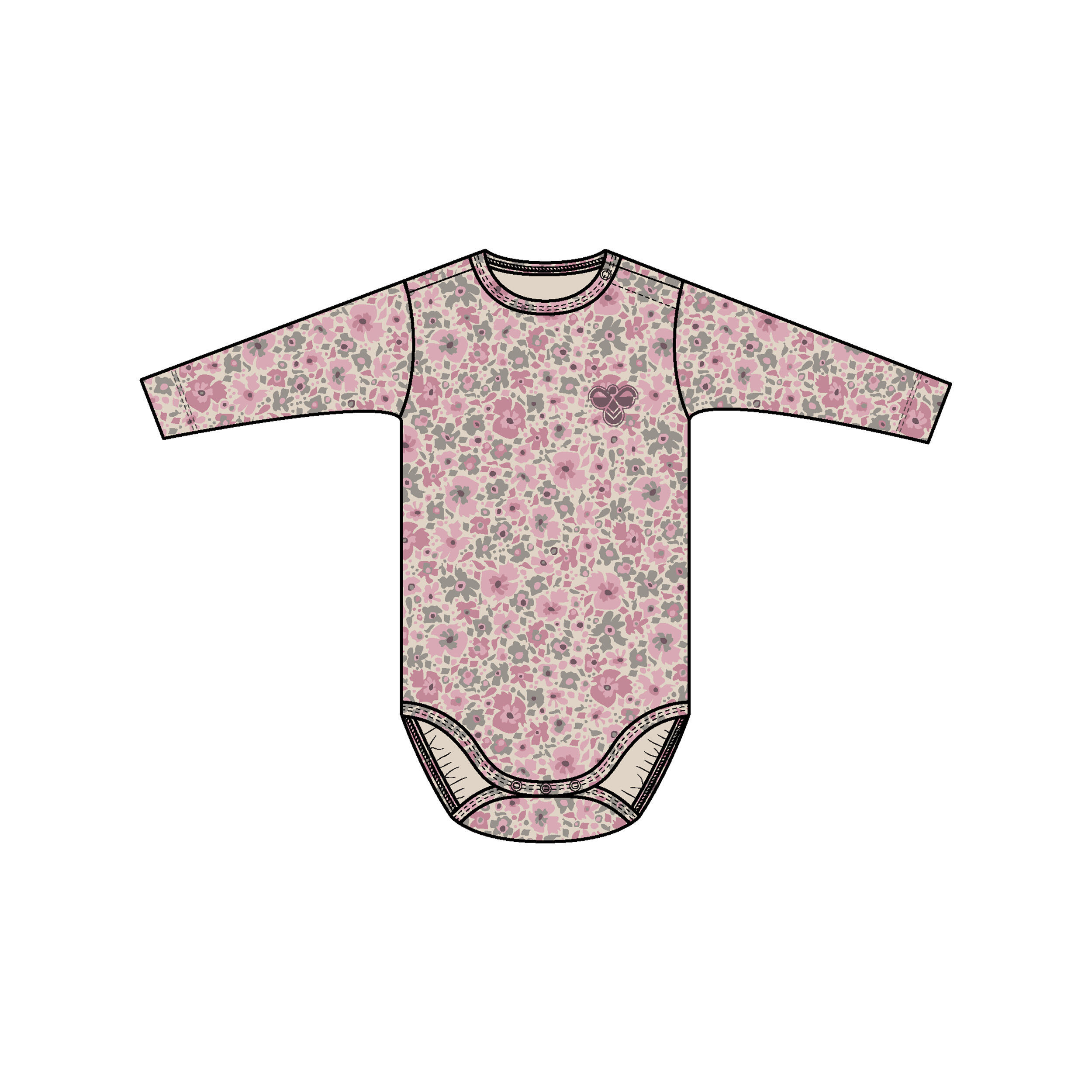 Body de manga larga para bebé niña Hummel Mini AOP 2/2