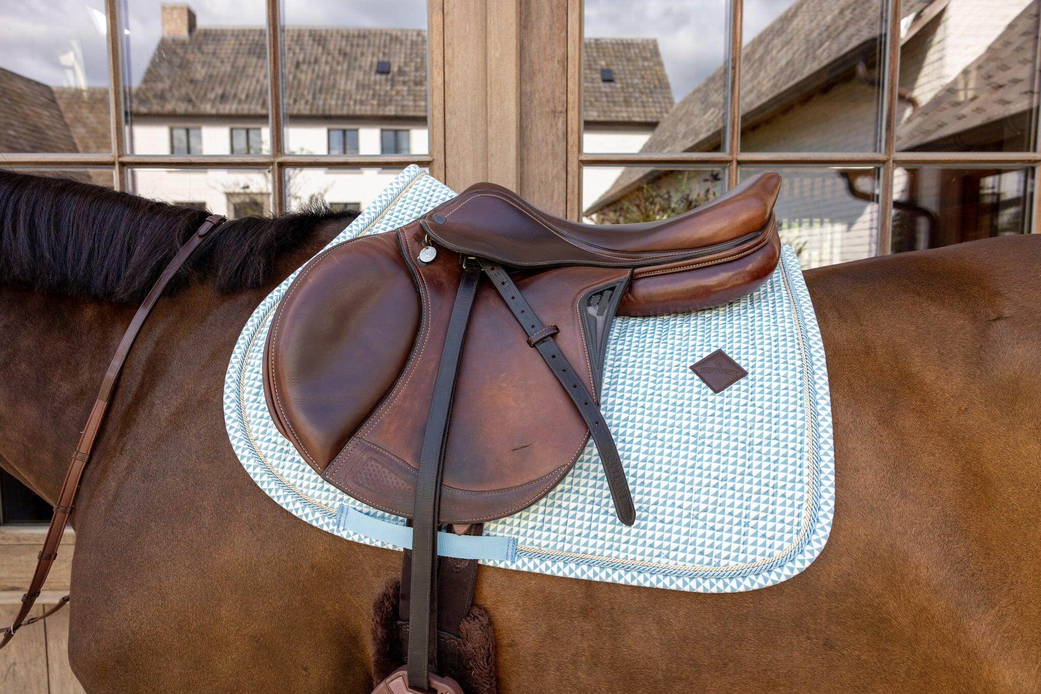Tapis de selle velours flags printing light blue jumping pony 2/5