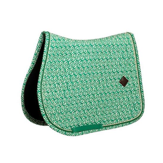 Tapis de selle velours maze cipher printing white/green jumping