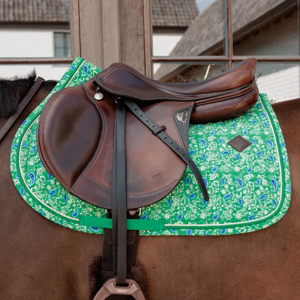 Tapis de selle velours paisley garden printing green/navy jumping cob 4/5