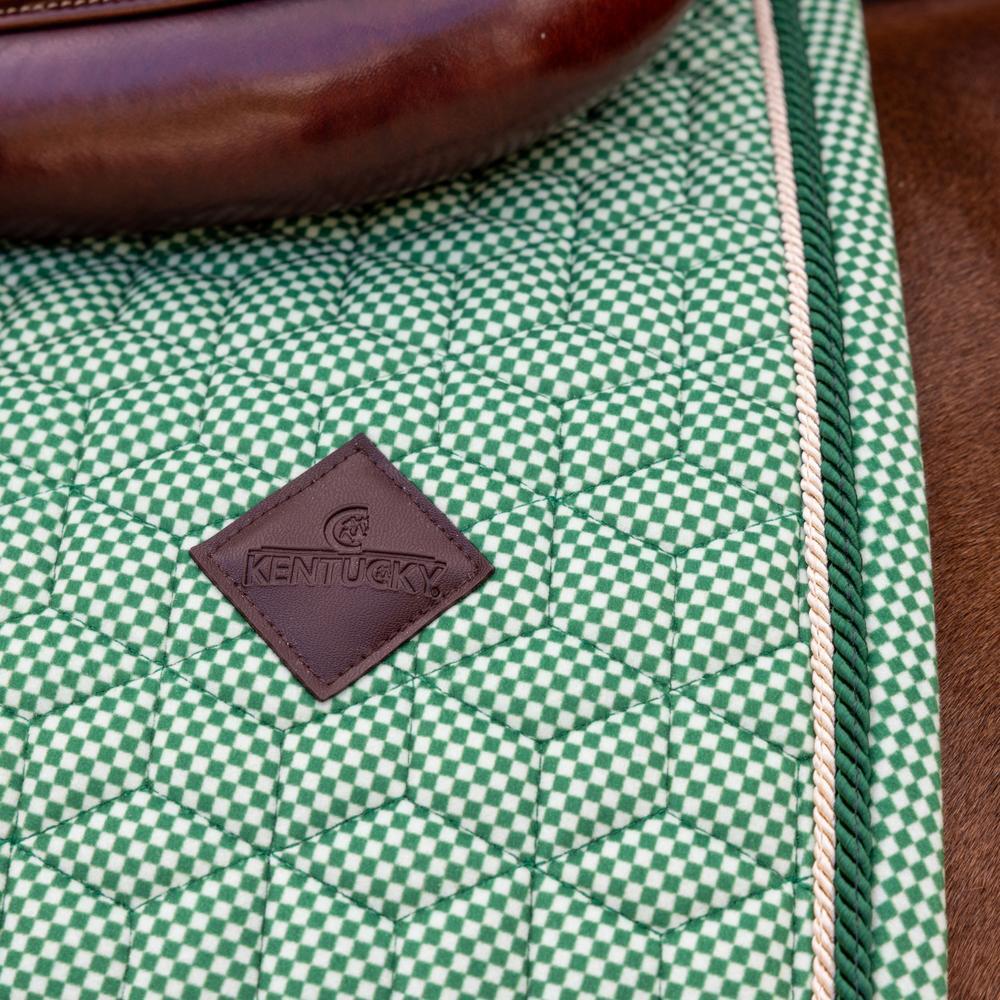 Tapis de selle velours chess printing green jumping 3/5