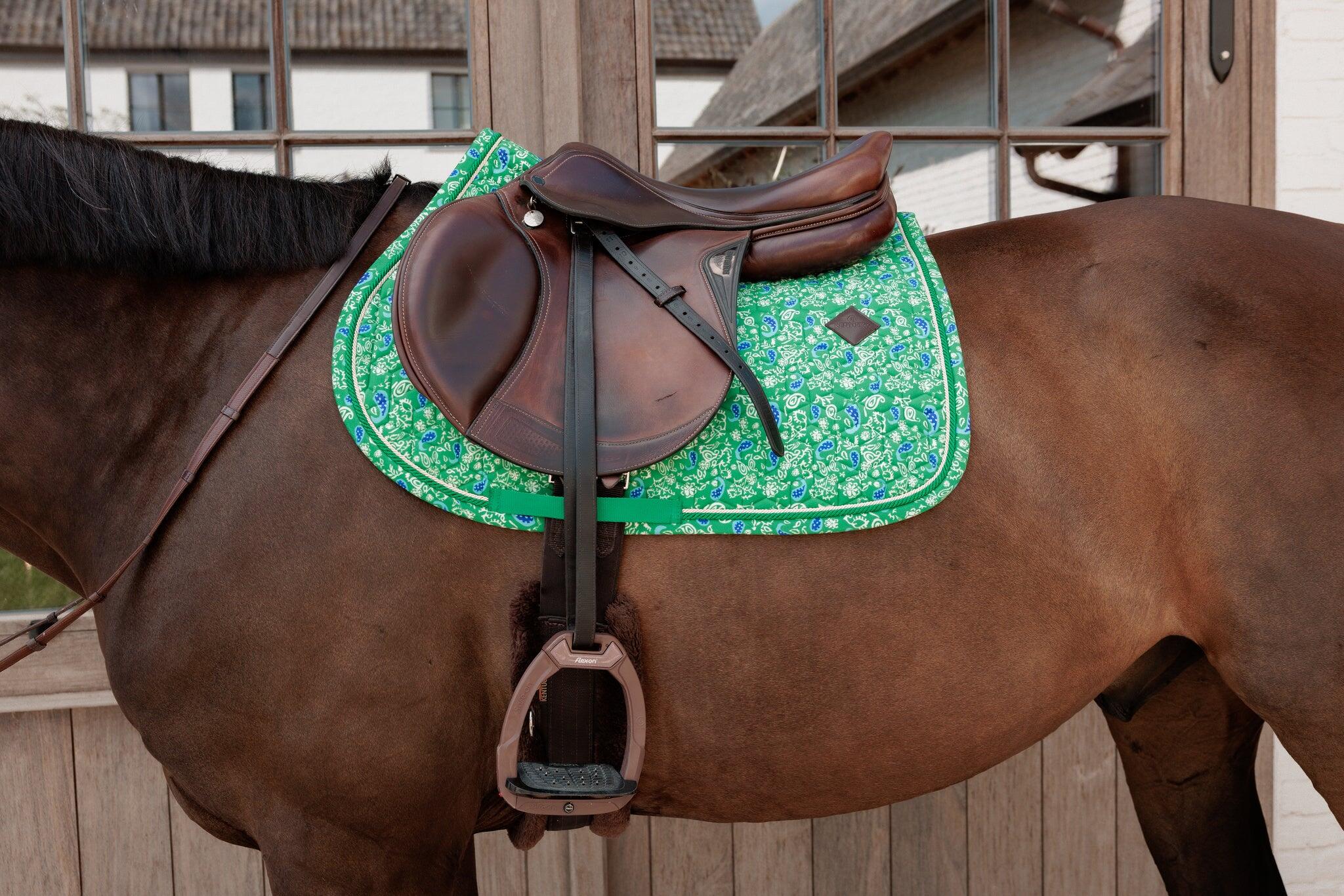 Tapis de selle velours paisley garden printing green/navy jumping cob 2/5