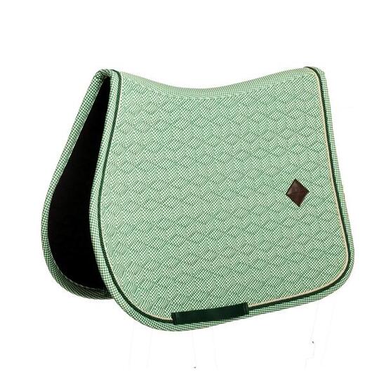 Tapis de selle velours chess printing green jumping