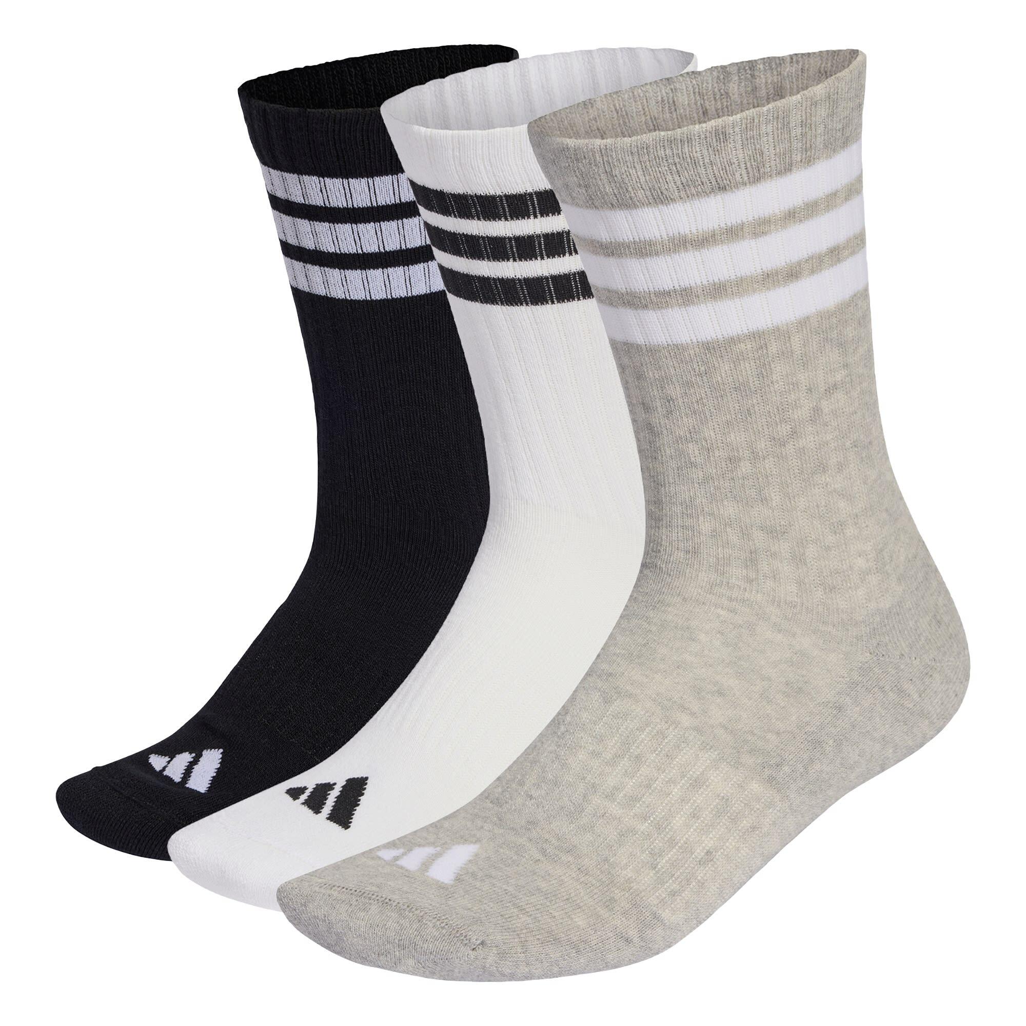 Adidas - Chaussettes Mi-mollet Sportswear Rembourrées 3 Bandes (3 Paires) - Chaussettes - Blanc|gris|noir - Decathlon