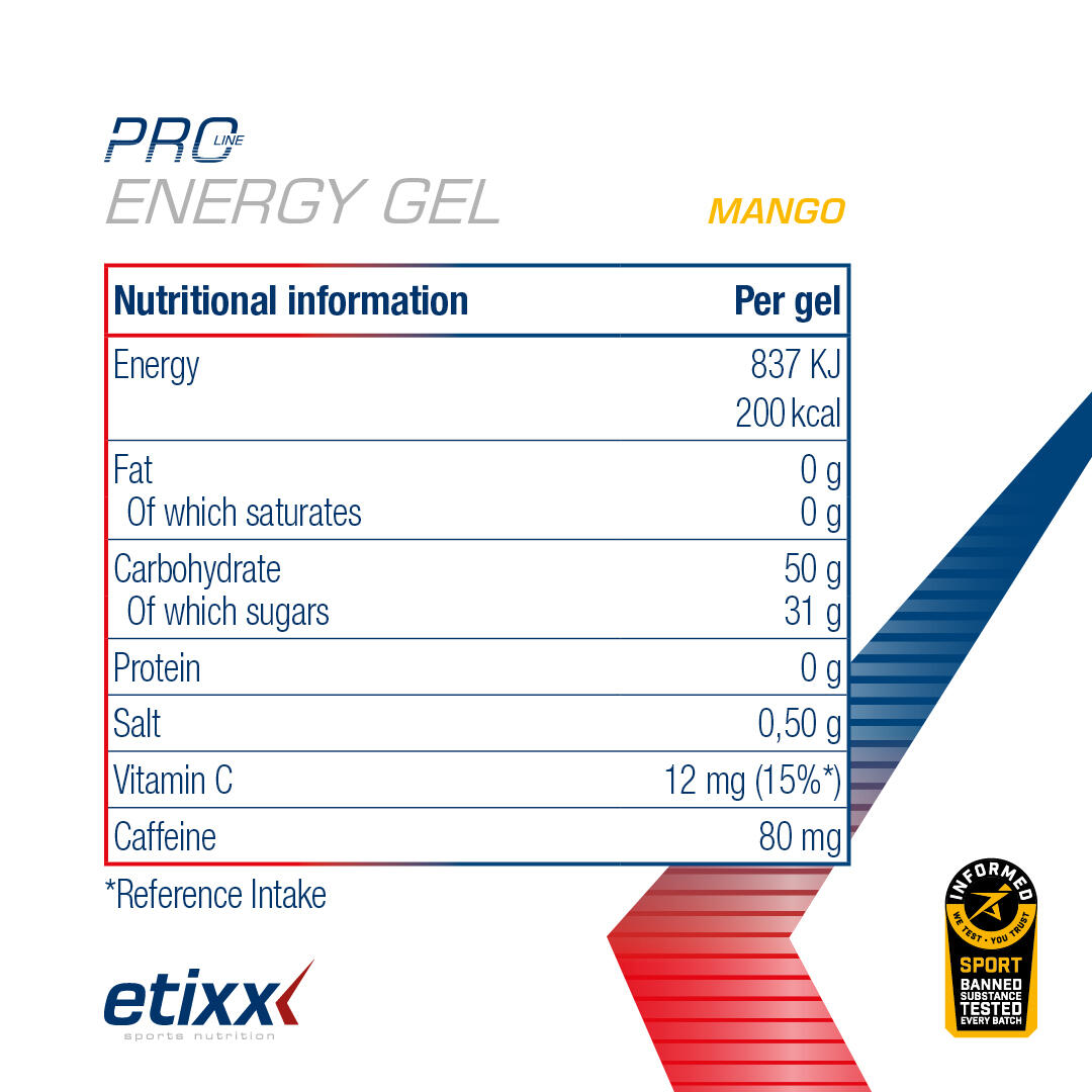 Etixx PRO LINE Energy Gel + cafeïne Mango 12x60ml 4/5