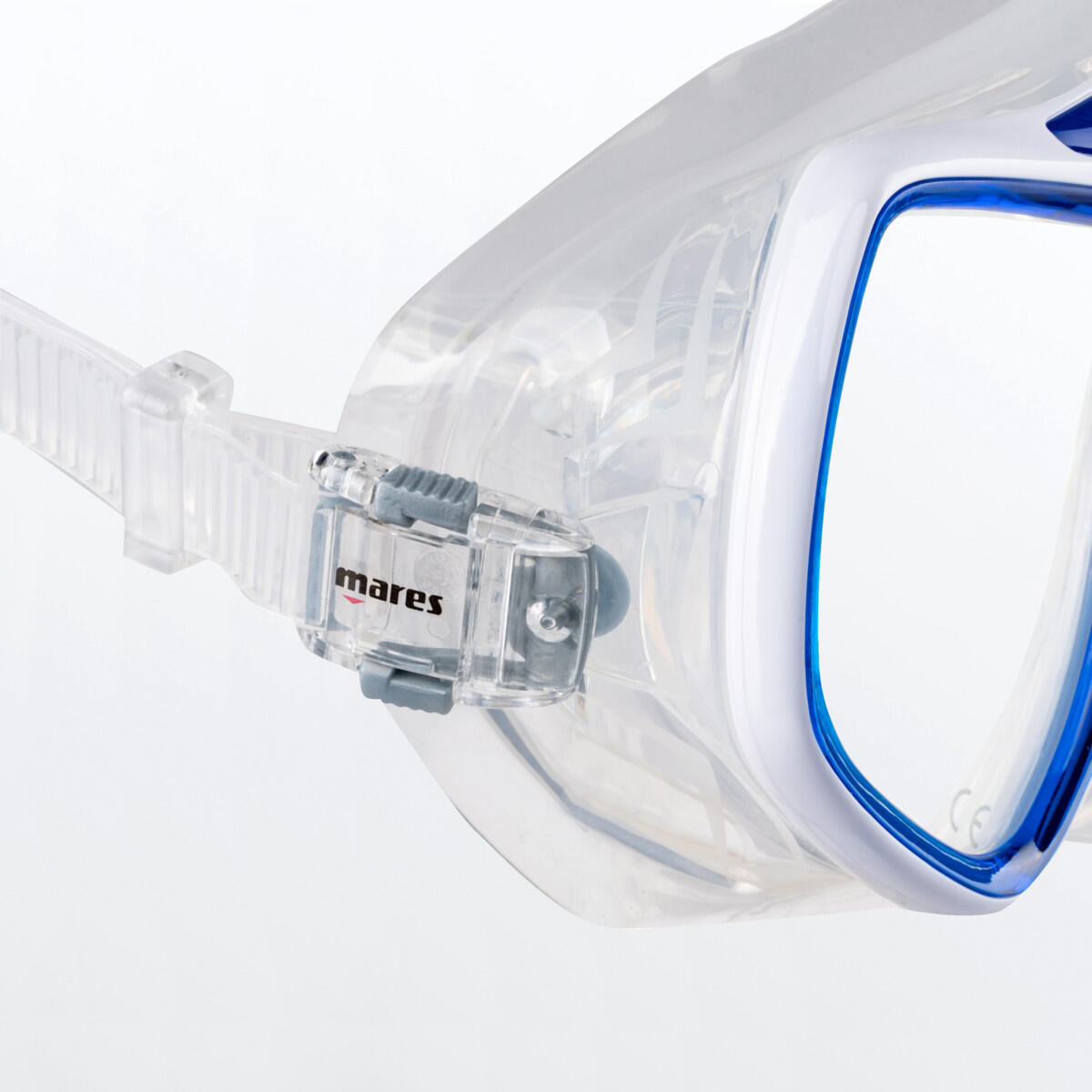 Máscara de snorkel para adultos RIDLEY, azul, blanco y transparente 3/3