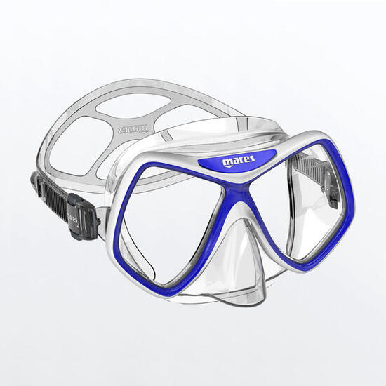 RIDLEY snorkelmasker voor volwassenen, blauw/wit/transparant
