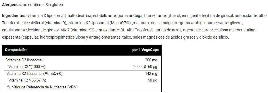Vitamina D3+K2 Liposomal - 60 Cápsulas VitoBest 2/3