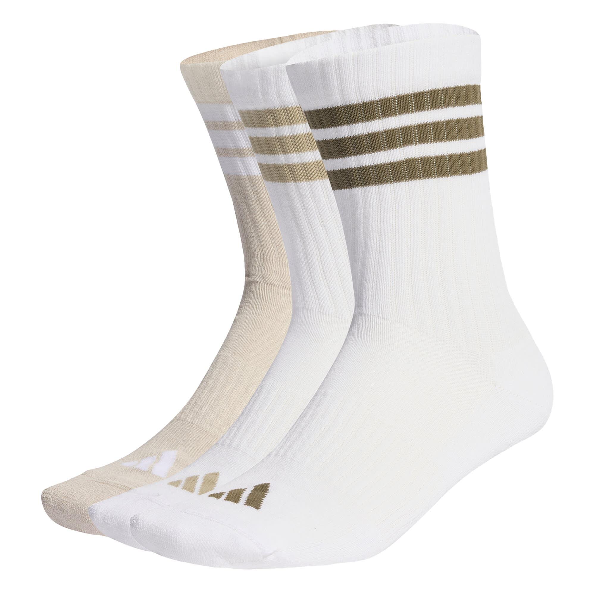 Adidas - Chaussettes Mi-mollet Sportswear Rembourrées 3 Bandes (3 Paires) - Chaussettes - Beige|blanc - Decathlon