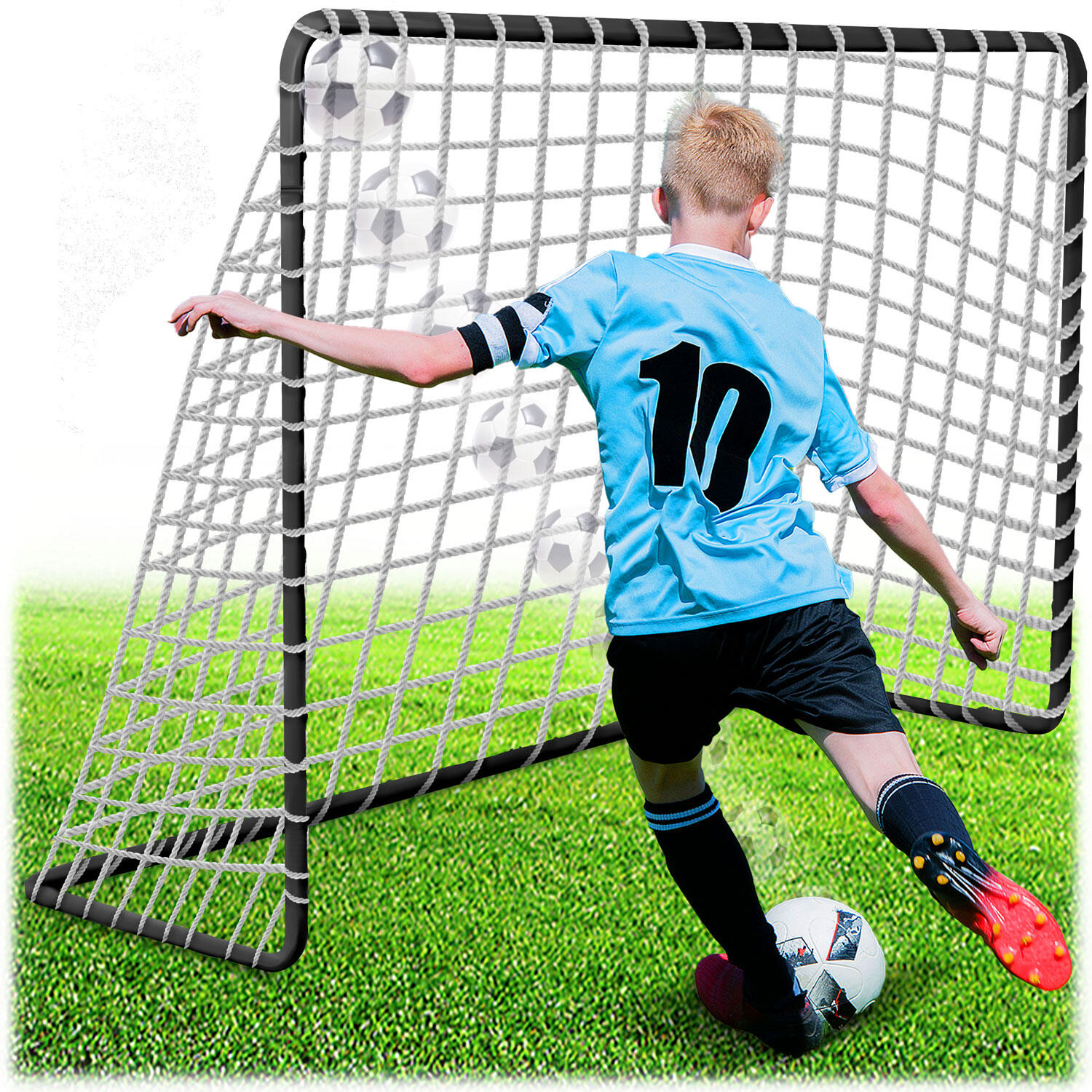 NEO-SPORT Fußballtor Fußball Tornetz mit Bodenanker für Garten Kinder 2/7
