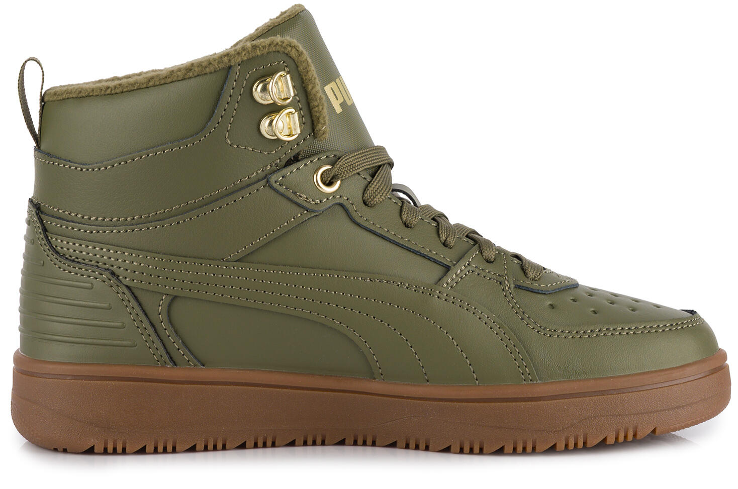 Buty wysokie ocieplane zimowe skórzane oliwkowe PUMA Rebound Rugged Jr 3/7