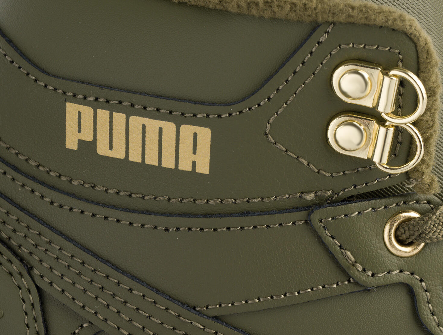 Buty wysokie ocieplane zimowe skórzane oliwkowe PUMA Rebound Rugged Jr 4/7
