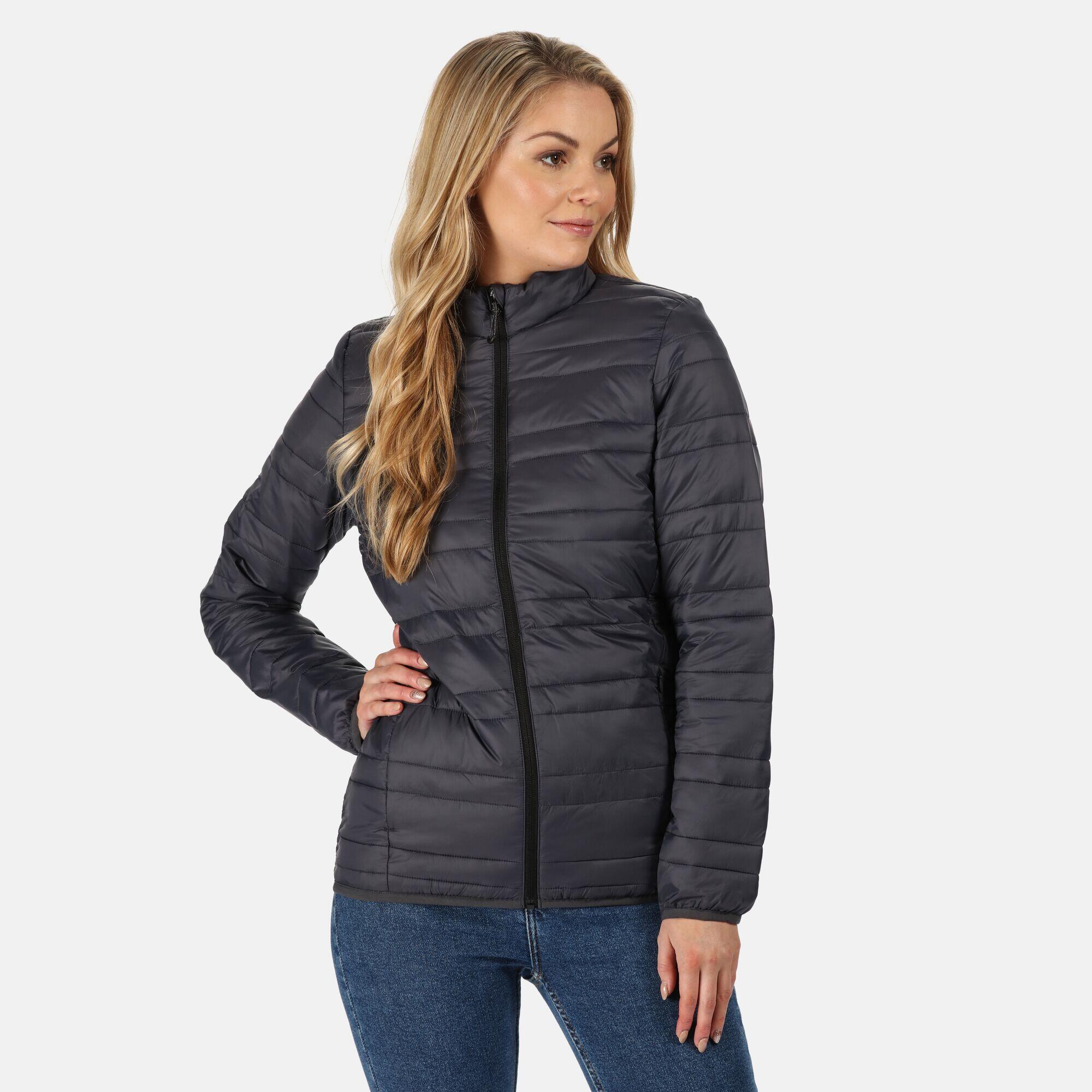 Womens/Ladies Firedown Baffled Quilted Jacket (Seal Grey) 3/4