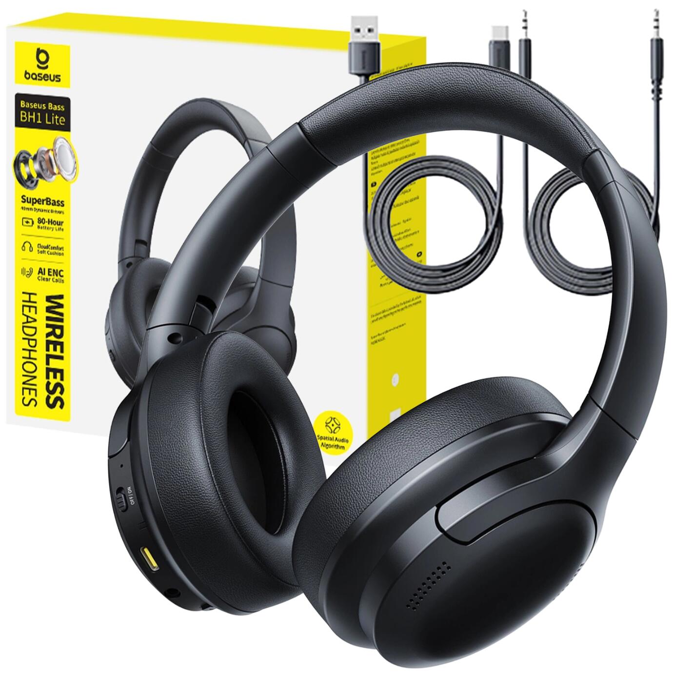 Słuchawki bezprzewodowe Baseus Bass BH1 lite bluetooth 6.0 nauszne usb-c 1/7