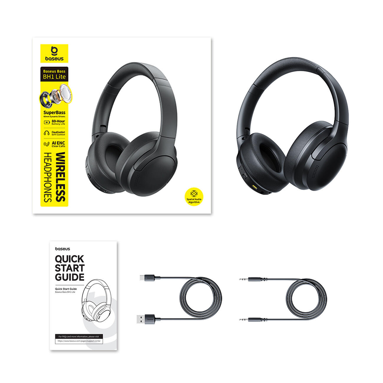 Słuchawki bezprzewodowe Baseus Bass BH1 lite bluetooth 6.0 nauszne usb-c 7/7