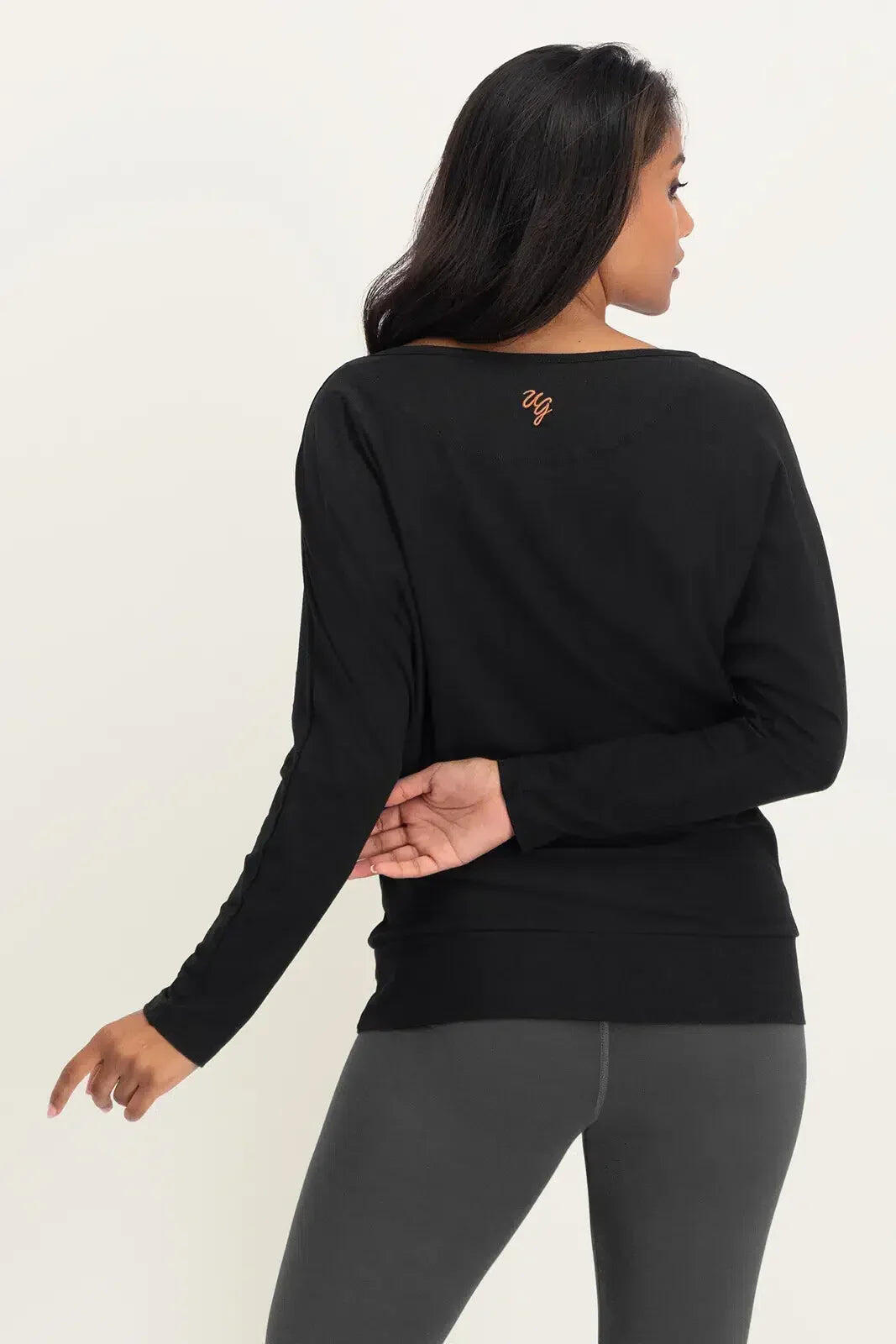 Chemise de Yoga à manches longues Budhi, manche chauve-souris - Noir Onyx 3/5