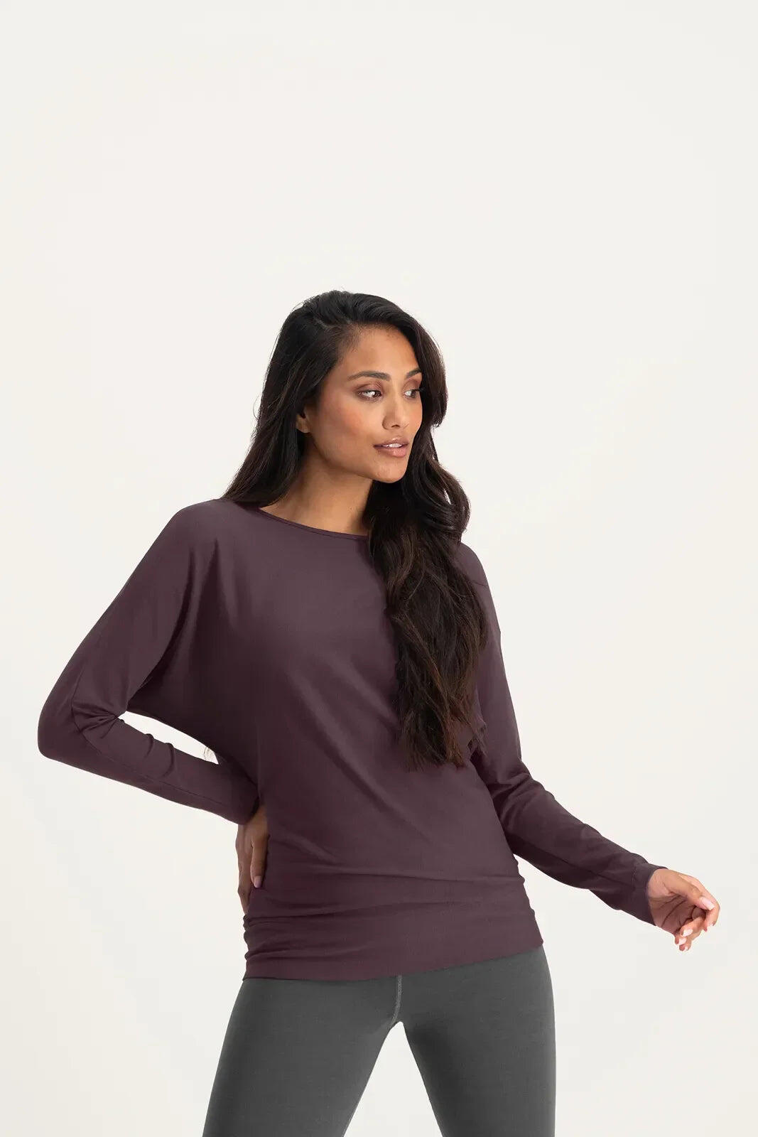 Chemise de Yoga à manches longues Budhi, manche chauve-souris - Volet Baie 3/5