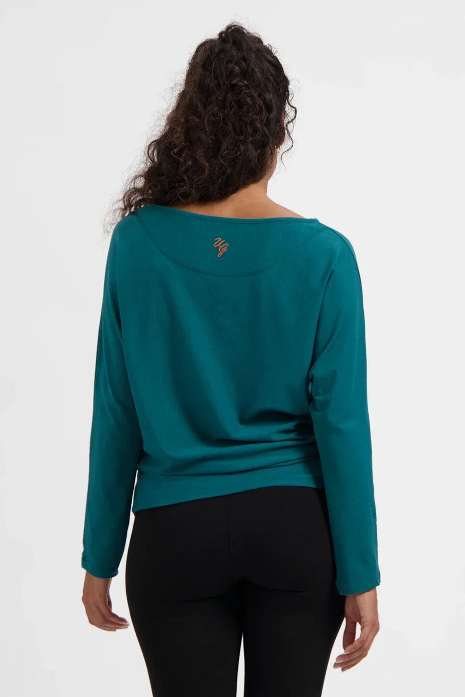 Chemise de Yoga et Pilates à manches longues Budhi, manche chauve-souris - Vert 2/5