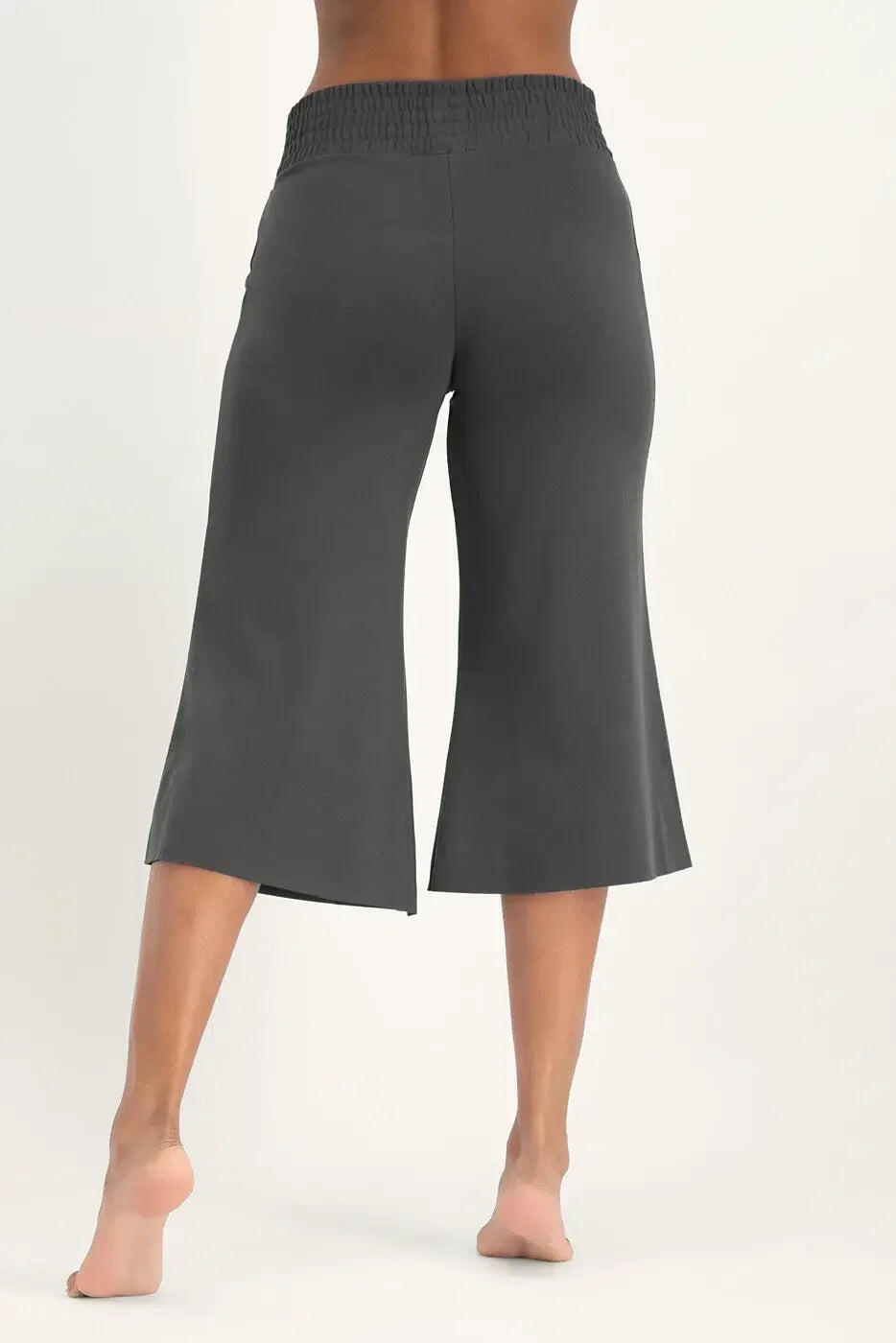 Pantalon de Yoga et Pilates large et confortable capri Flow - Gris foncé 3/5