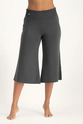 Pantalon de Yoga et Pilates large et confortable capri Flow - Gris foncé