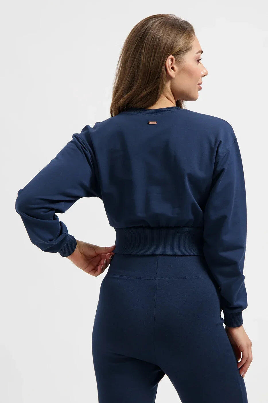 Haut de Yoga et Pilates Cropped Manches Longues Naya – Blue Foncé 3/5