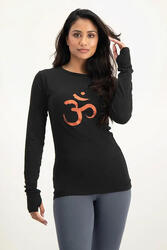 Karuna - T-shirt à manches longues doux et ample avec signe OM - Onyx Black