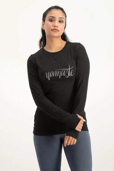 hippe loose fit longsleeve Shirt Namaste - Onyx Black