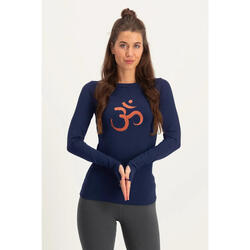 Karuna - T-shirt à manches longues doux et ample avec signe OM - Blue Minuit