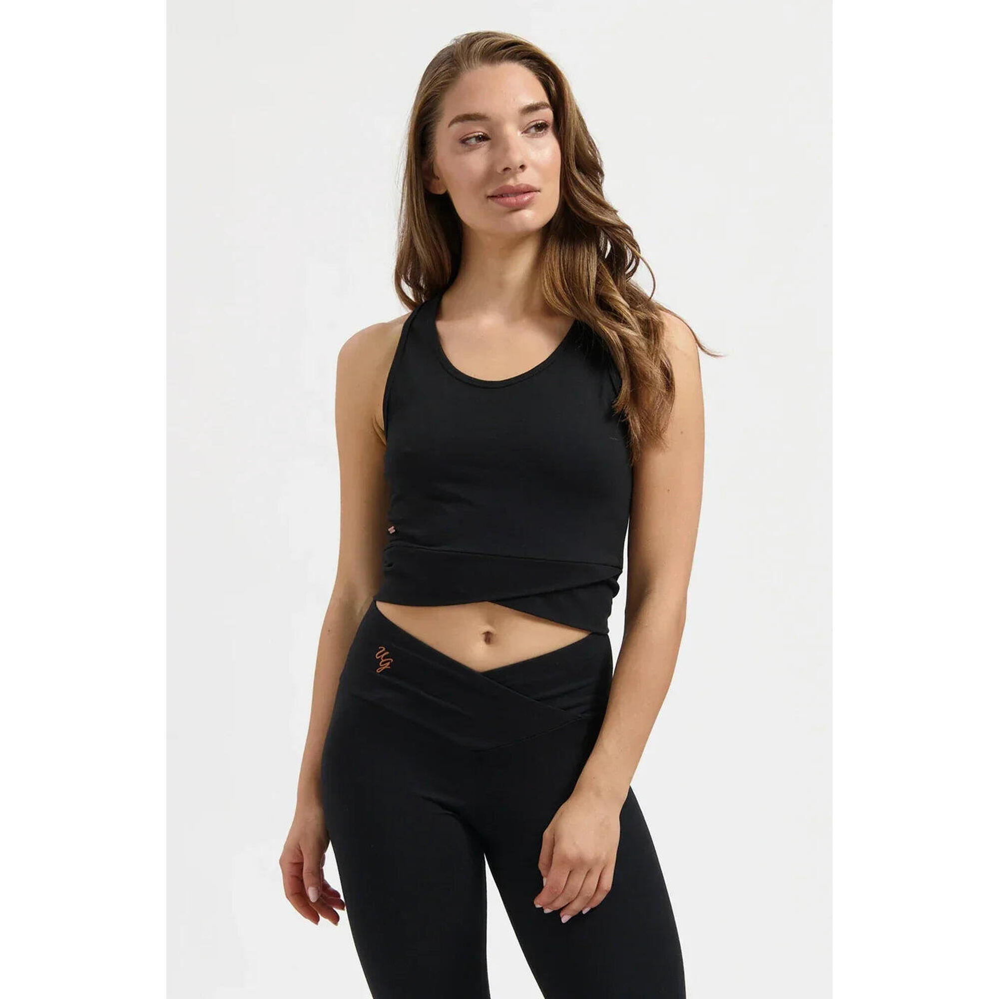 Urban Goddess - Crop Top De Yoga Sati À Nœud – Noir Onyx - Débardeur - Noir - Decathlon