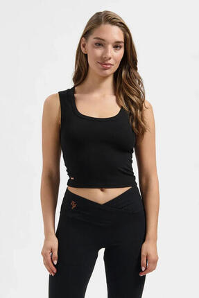 Crop Top de Yoga et Pilates en Coton Seris – Coupe Ajustée - Noir Onyx