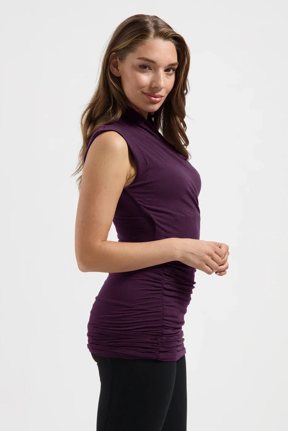 Good Karma - Top de yoga multifonctionnel en coton biologique - Aubergine 2/5
