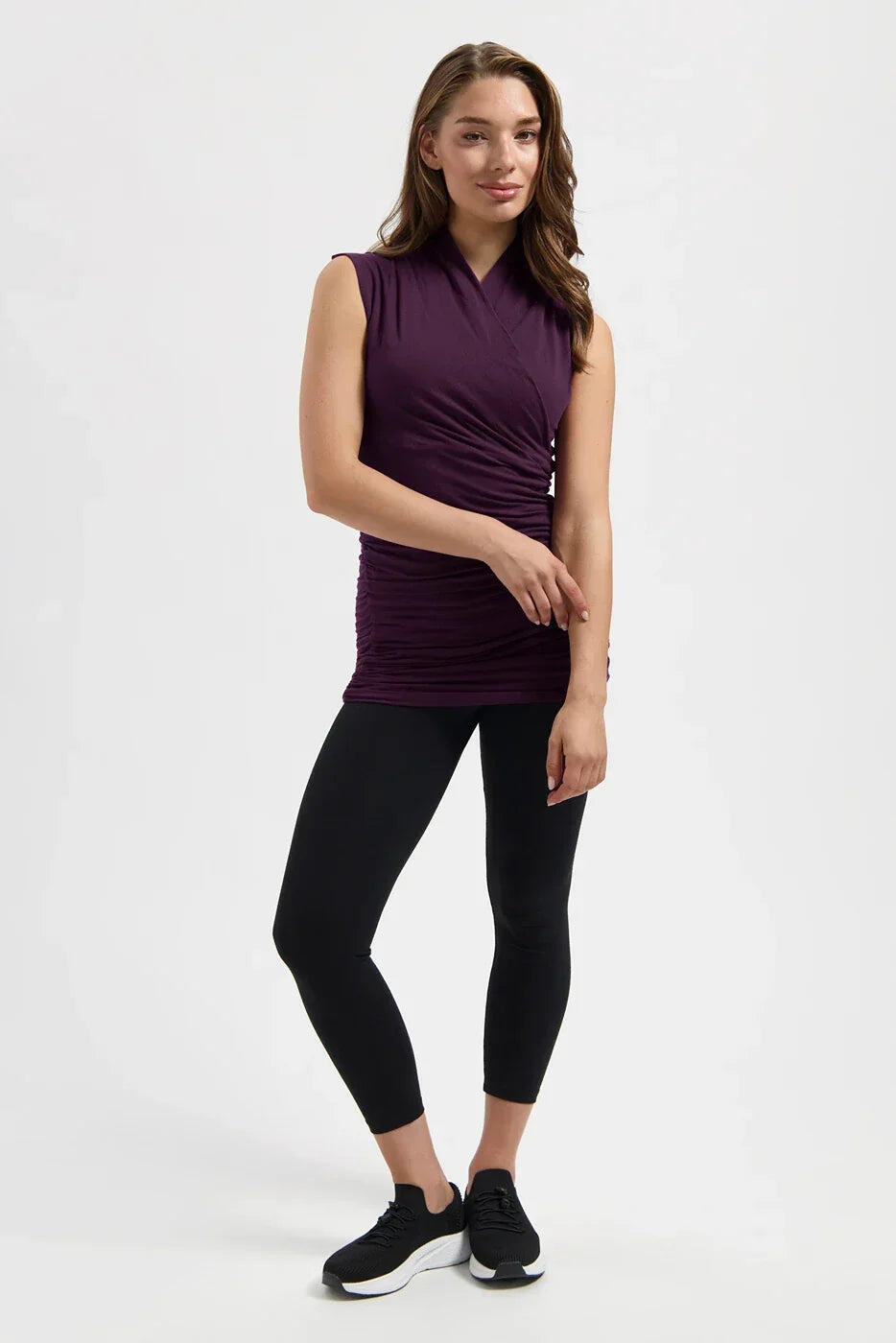 Good Karma - Top de yoga multifonctionnel en coton biologique - Aubergine 4/5