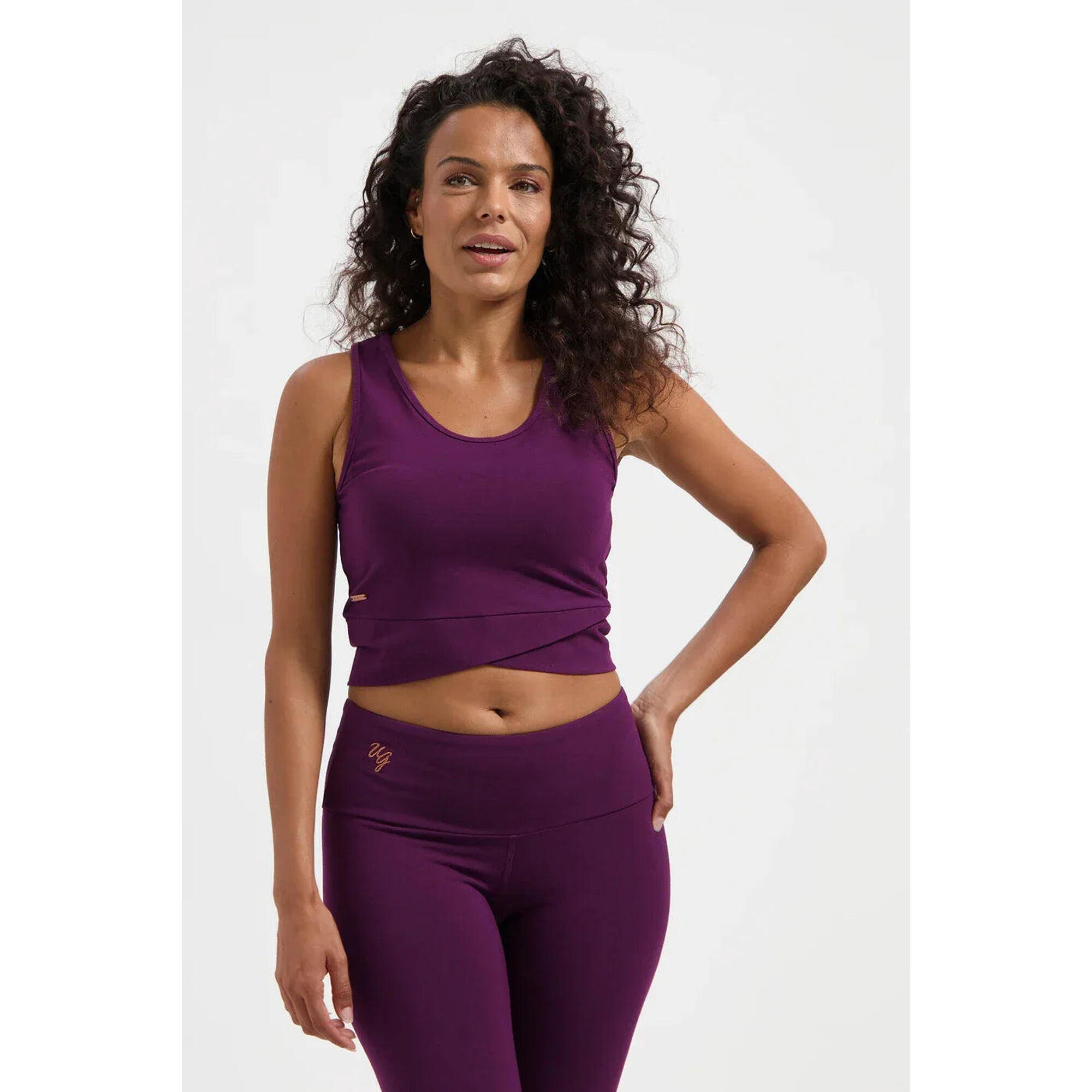 Urban Goddess - Crop Top De Yoga Sati À Nœud – Aubergine - Débardeur - Violet - Decathlon