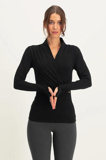 Ishtar - Elegant longsleeve Yoga en Pilates Top - Onyx Black