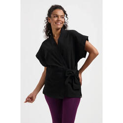 Top Kimono de Yoga et Pilates Yumea – Noir Onyx