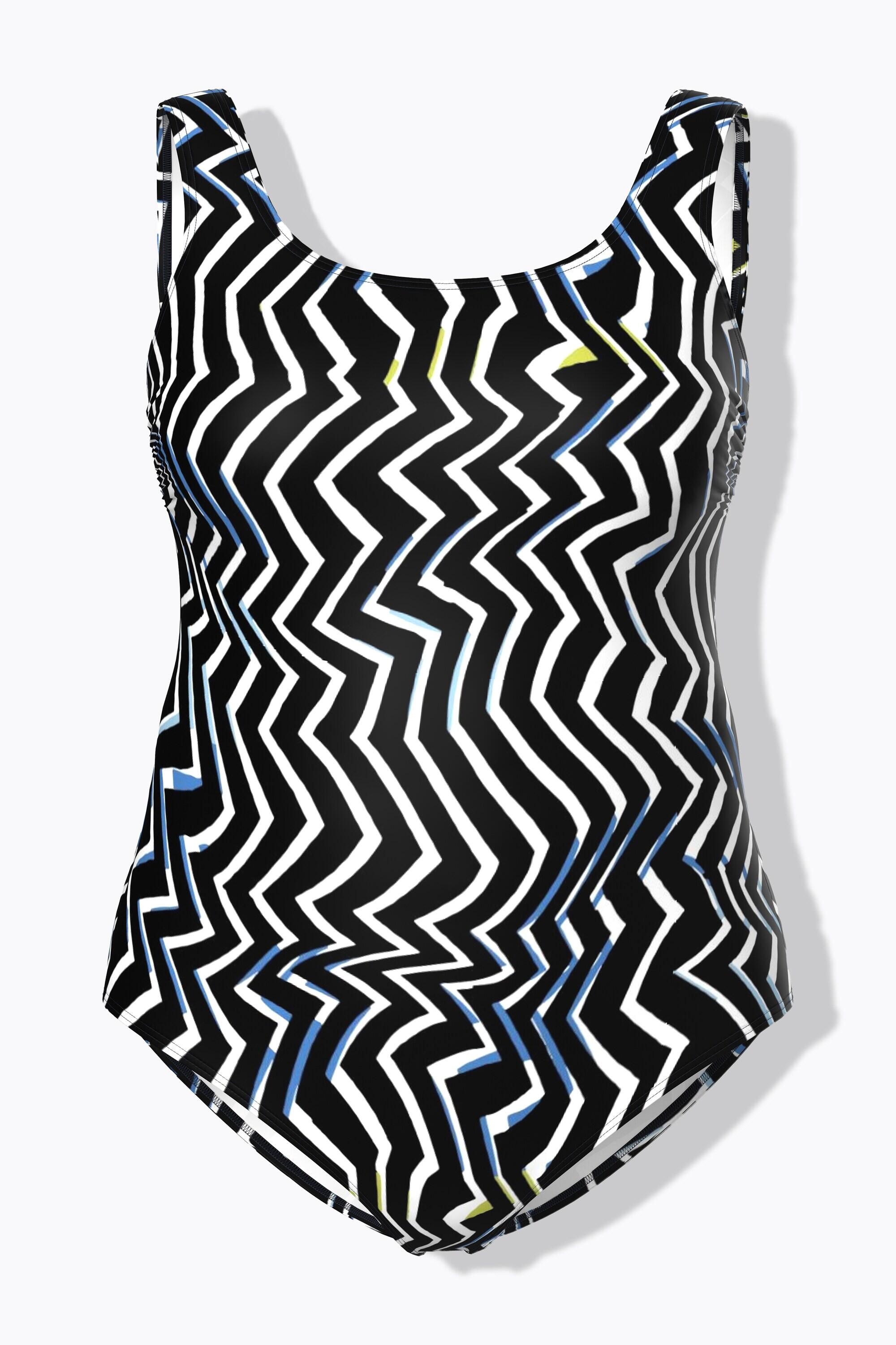 Femme Maillot de bain sans bonnets souples col rond et motif chevrons 7/7