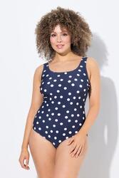 Femme Maillot de bain à pois. Sans bonnets souples. Décolleté rond