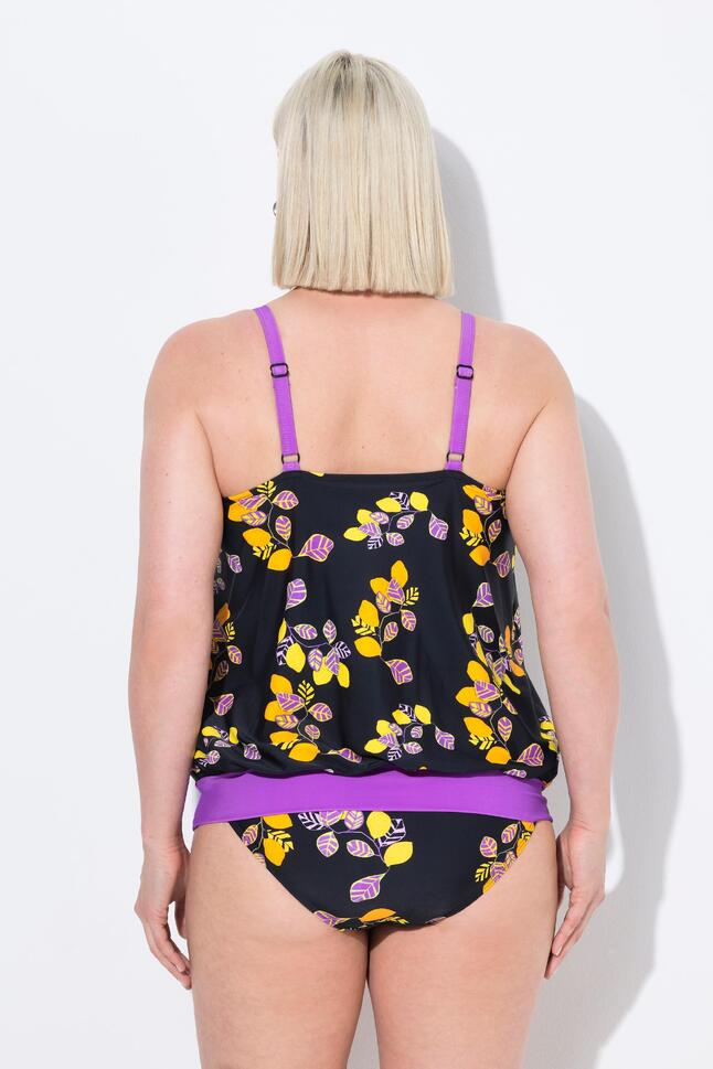 Damskie Tankini cytryny miękkie miseczki okrągły dekolt regulowane ramiączka