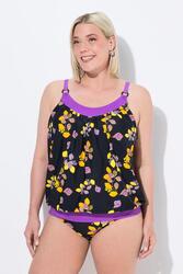 Femme Tankini à bonnets souples et bretelles réglables. Motif citrons