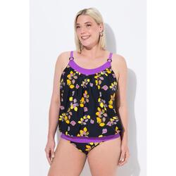 Femme Tankini à bonnets souples et bretelles réglables. Motif citrons