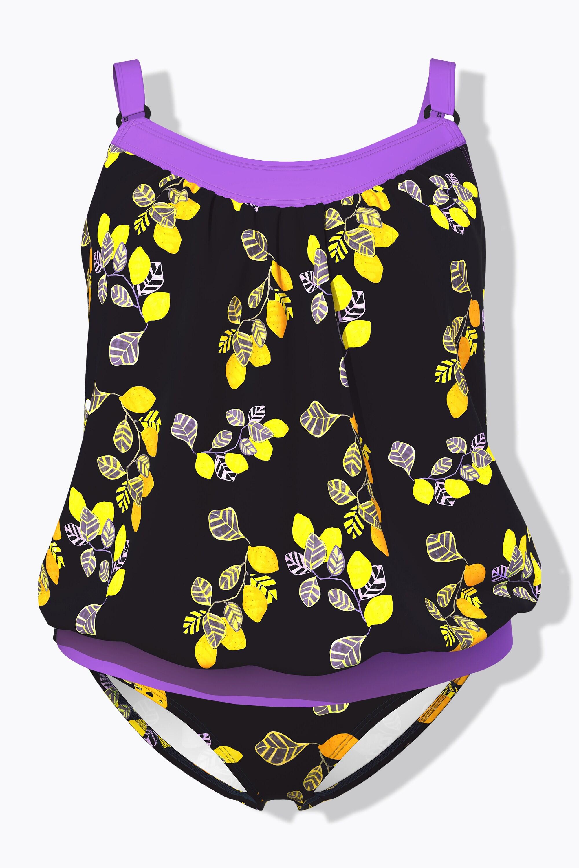 Femme Tankini à bonnets souples et bretelles réglables. Motif citrons 7/7