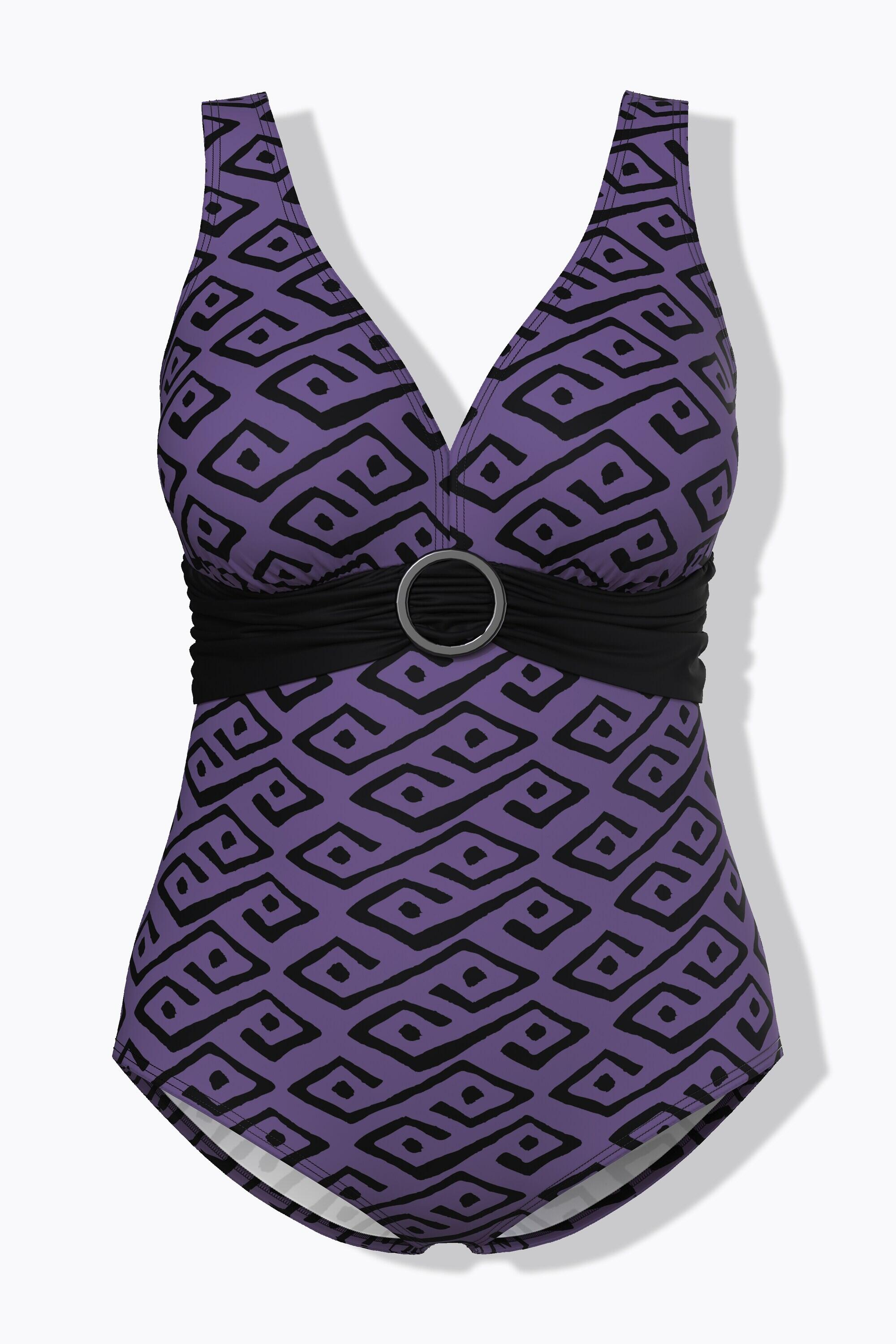 Femme Maillot de bain à bonnets souples anneau fantaisie et motif losanges 7/7