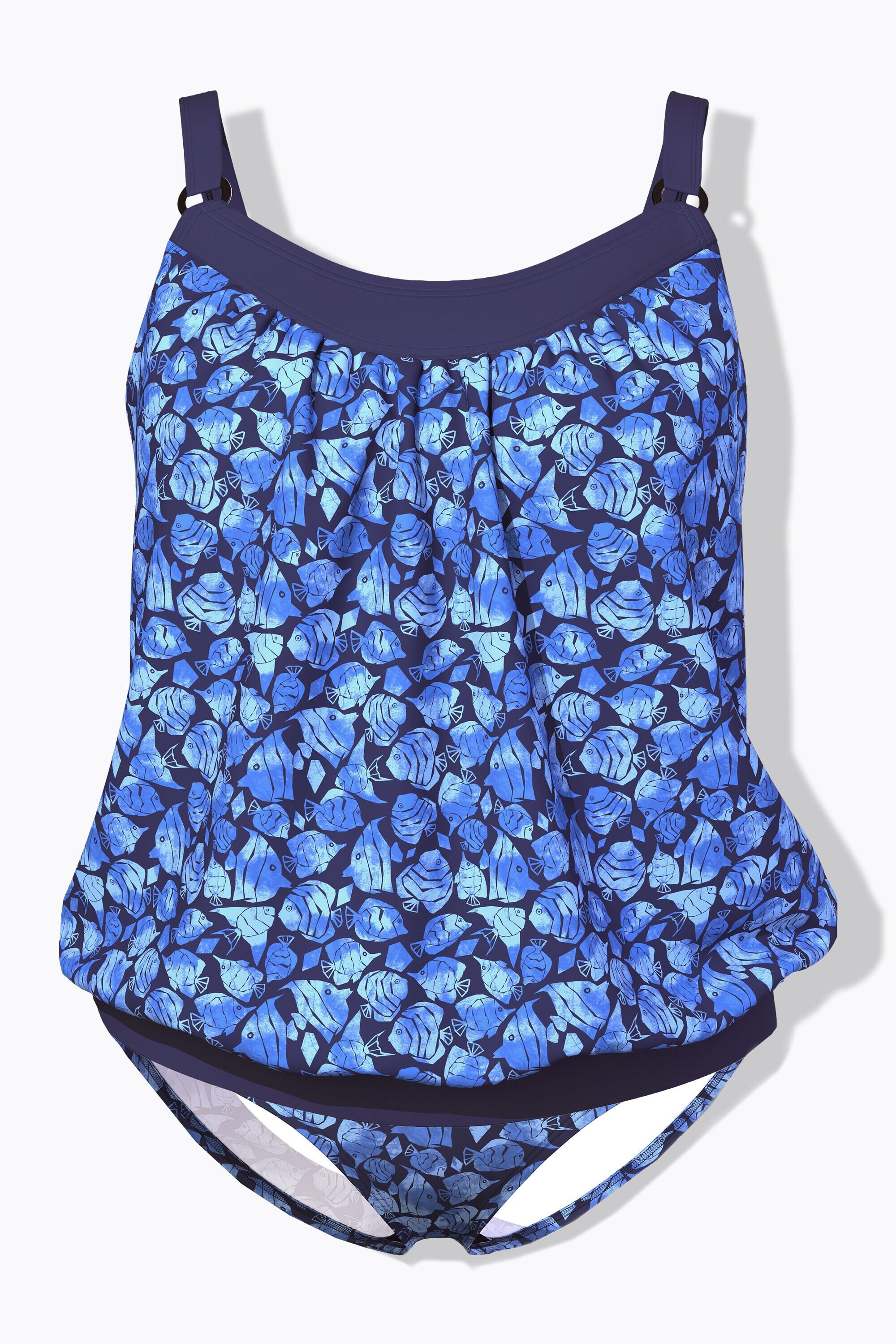 Femme Tankini à bonnets souples. Motif poissons. Base élastique 7/7