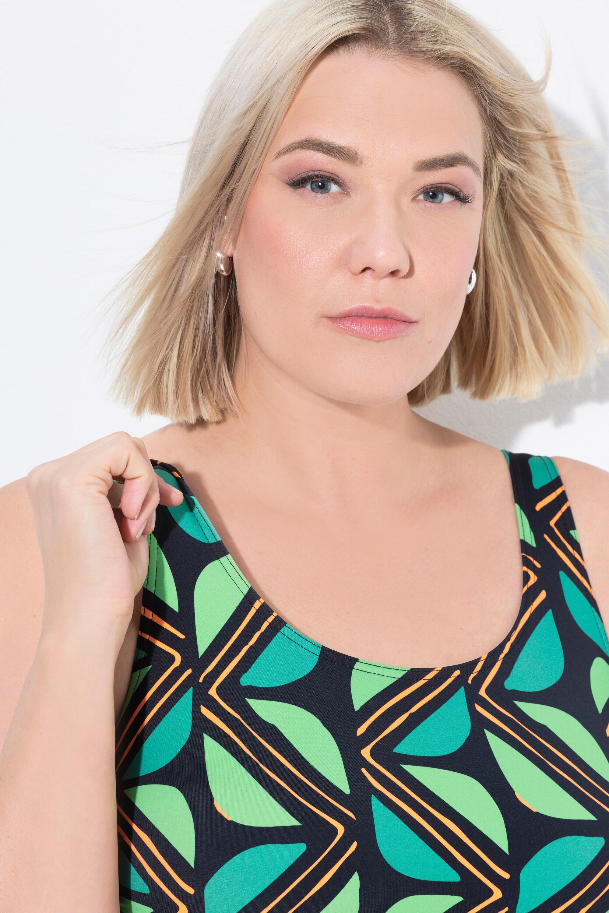 Femme Maillot de bain motif jungle. Sans bonnets souples. Décolleté rond 5/7