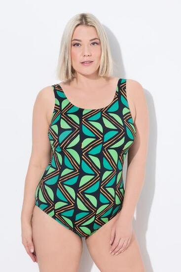 Femme Maillot de bain motif jungle. Sans bonnets souples. Décolleté rond