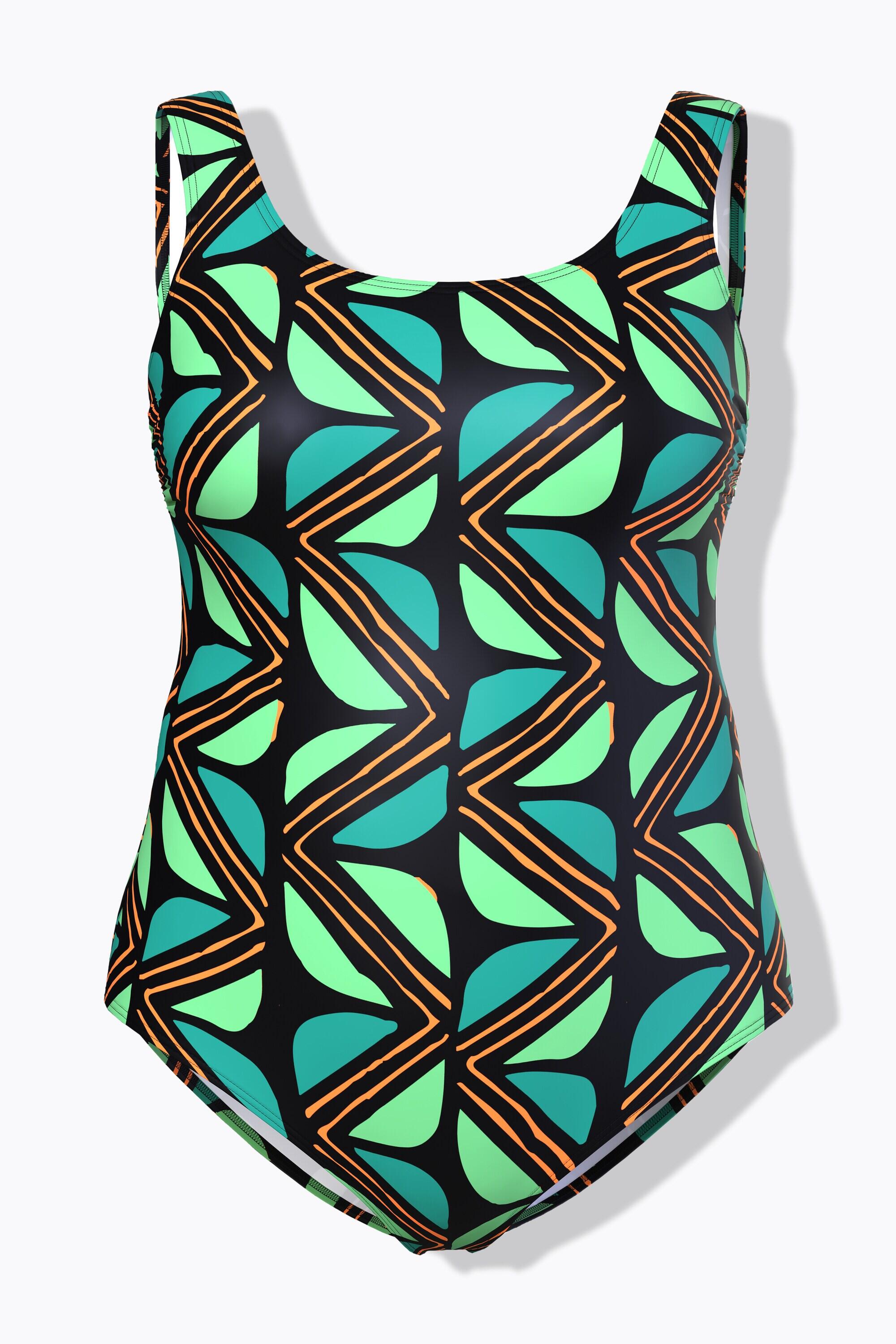 Femme Maillot de bain motif jungle. Sans bonnets souples. Décolleté rond 7/7