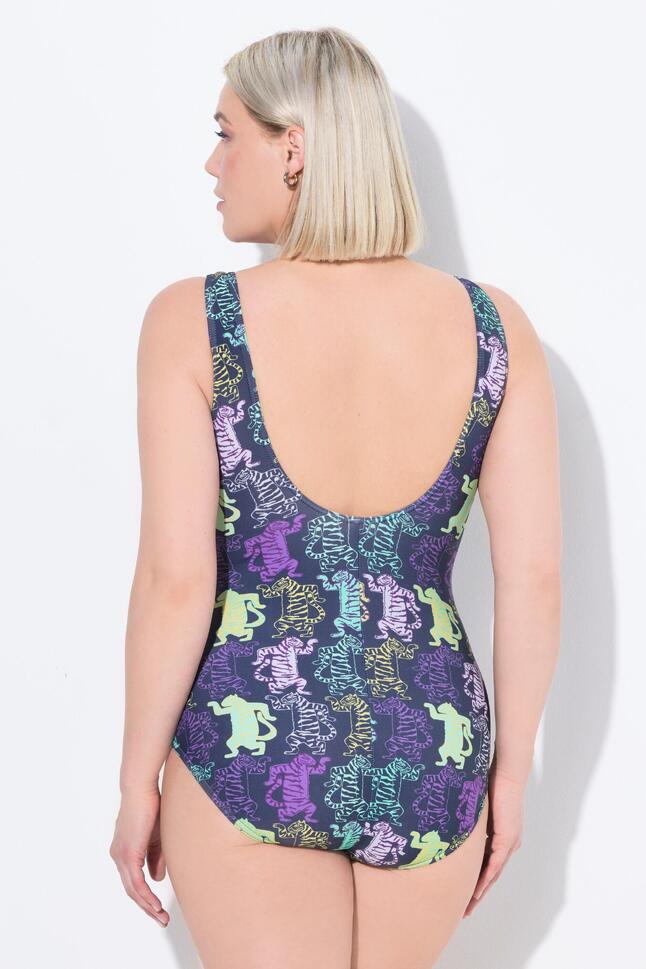 Damskie Kostium kąpielowy tygrysi wzór bez miękkich miseczek okrągły dekolt