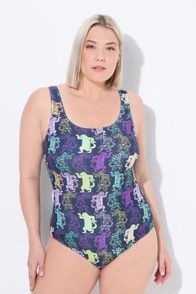 Femme Maillot de bain sans bonnets souples. Motif tigres. Décolleté rond