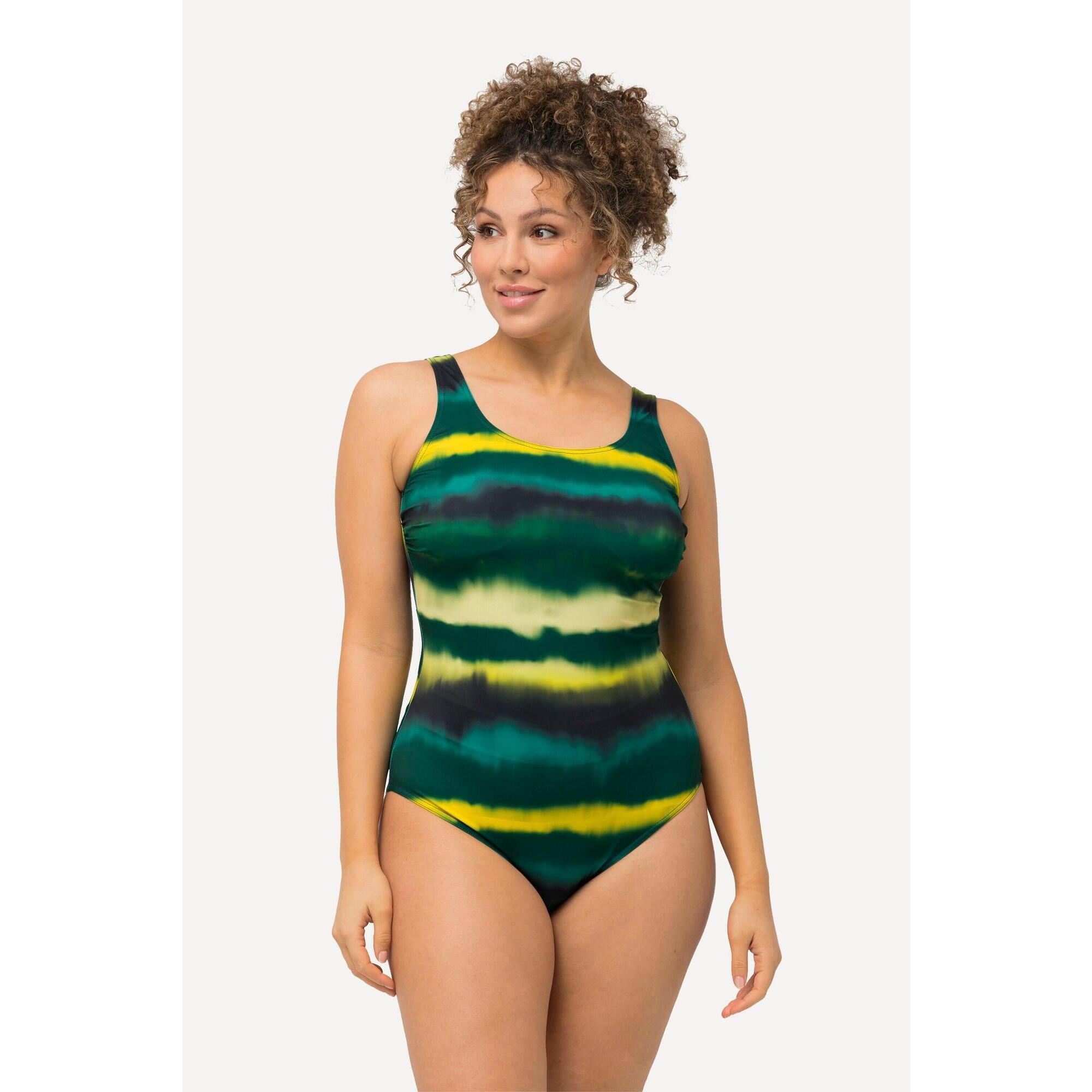 Damskie Kostium kąpielowy paski batikowe bez miękkich miseczek okrągły dekolt